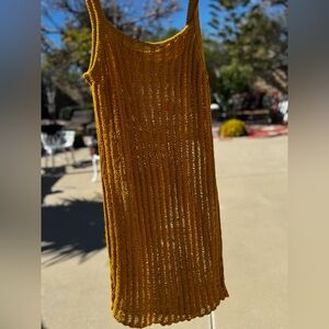 Cute mustard yellow Crochet swim cover up!